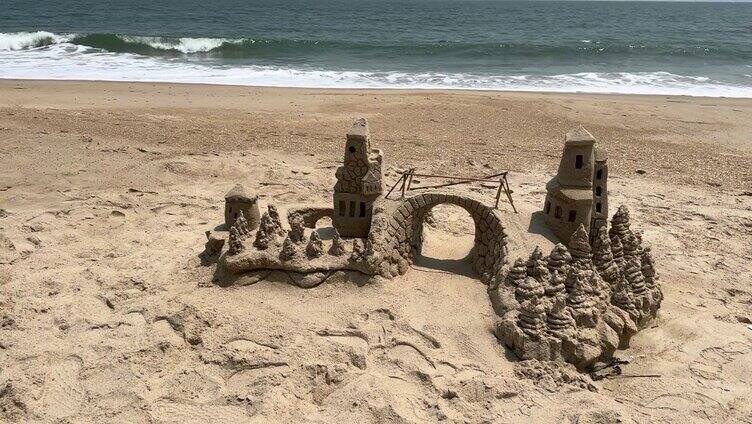 沙滩  古城堡遗址 