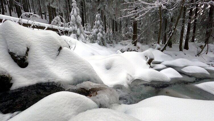 下雪地面覆盖厚厚的白雪