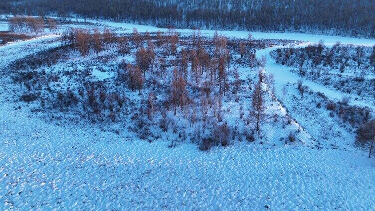 大兴安岭冻土森林湿地雪景