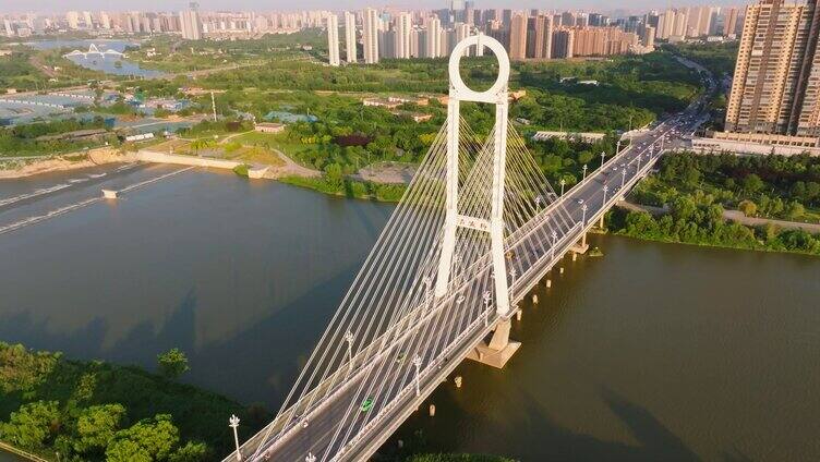 航拍咸阳市渭河桥