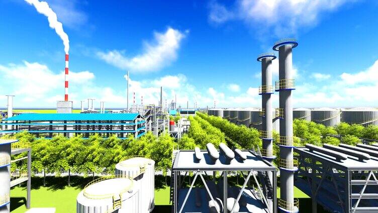 石油化工厂钢铁厂管道炼化厂三维动画
