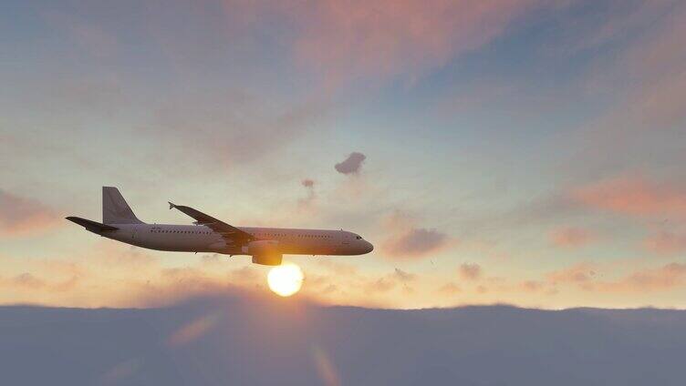 飞机起飞穿梭云层