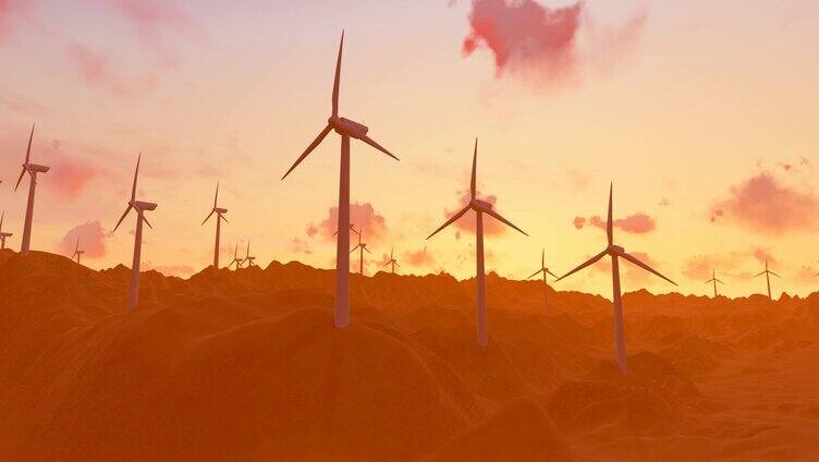 沙漠新能源风力发电厂
