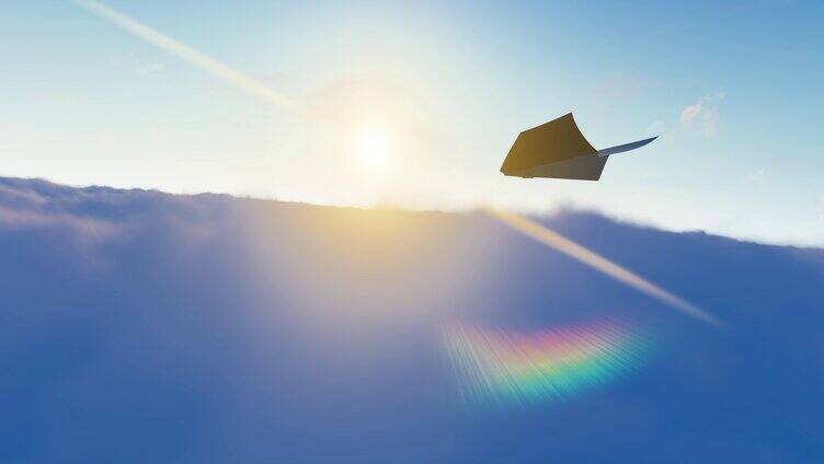 纸飞机飞过云层