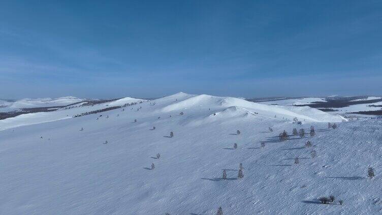 航拍呼伦贝尔大雪原白雪皑皑