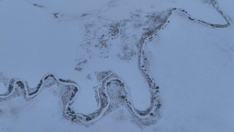 鸟瞰内蒙古冬季雪原特泥河