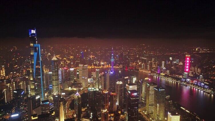 4k上海陆家嘴航拍夜景