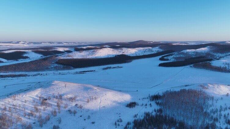 航拍内蒙古雪域雪原丘陵风光