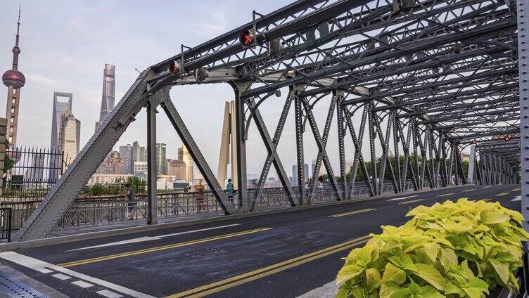 4k上海陆家嘴外滩外白渡桥延时摄影