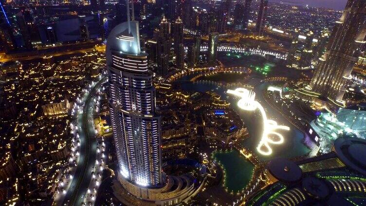 迪拜城市航拍夜景