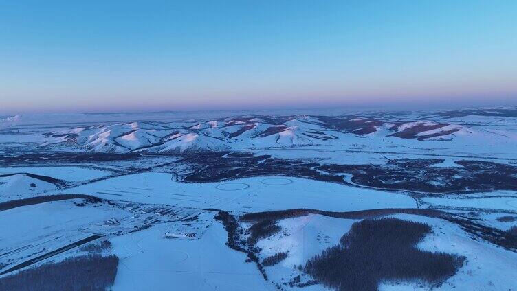 航拍内蒙古雪域雪原丘陵风光