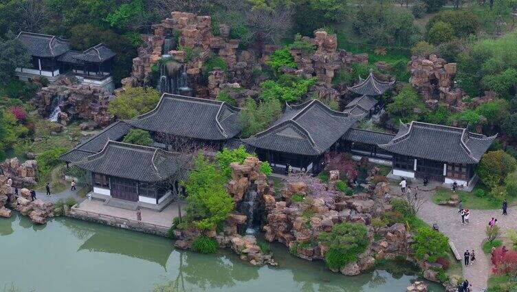 航拍烟雨江南扬州瘦西湖风景区