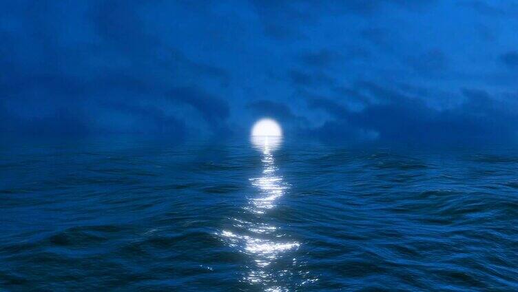 月光下流动的海水
