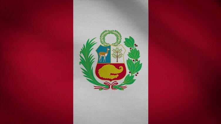秘鲁共和国国旗飘动视频