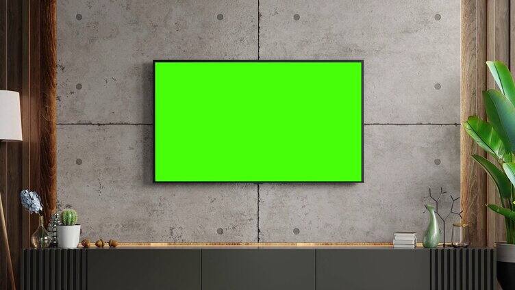 墙壁电视绿幕背景