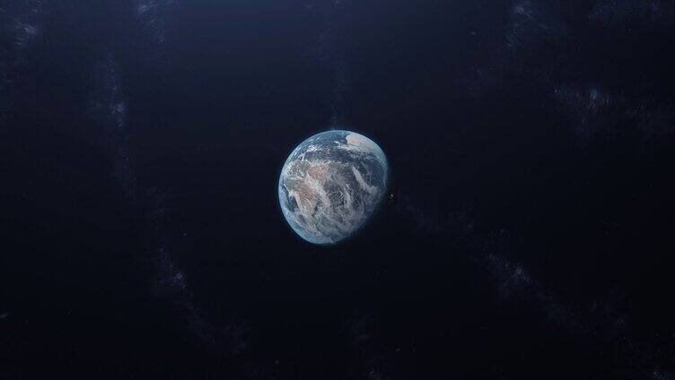 地球在太空飘浮远去