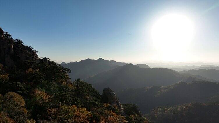 航拍千山山巅石峰景色