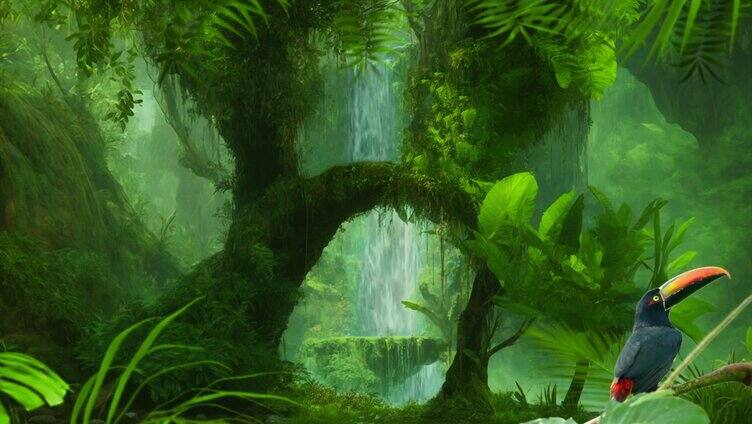 原始森林瀑布