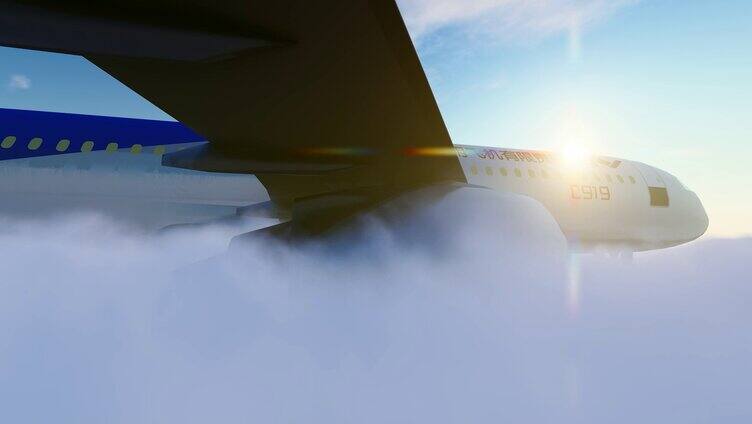 穿越云层的飞机