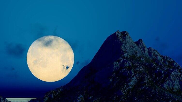 晚上月亮升起延时