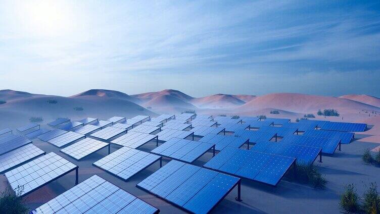 沙漠中的太阳能光伏面板