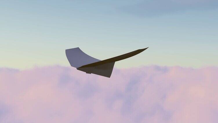 纸飞机穿越云层和迷雾飞向天空视频