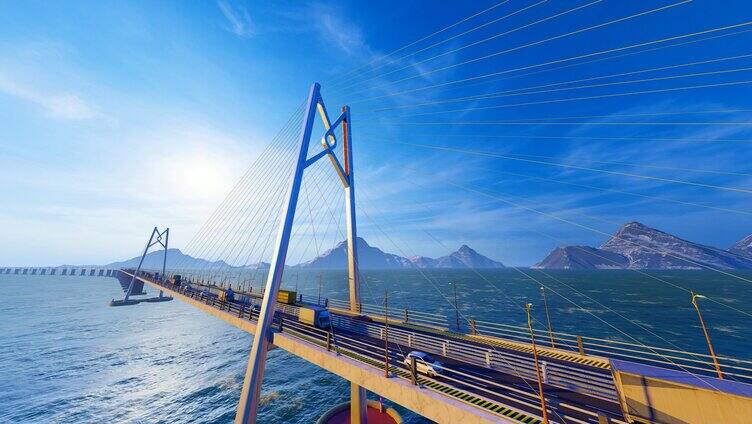 港珠澳大桥航拍三维动画