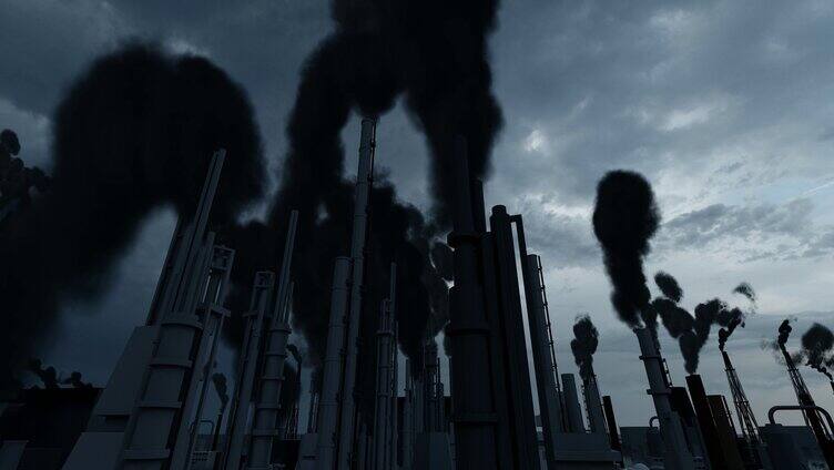 工厂二氧化碳排放和大气污染