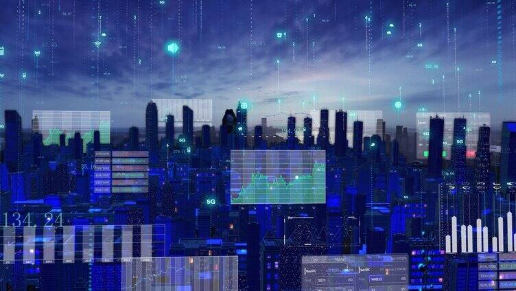 5g网络覆盖的数字全息和物联网智慧城市