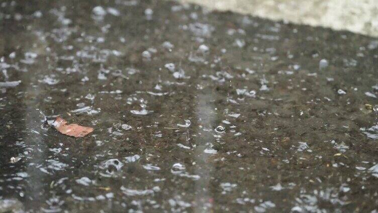 实拍下雨雨滴