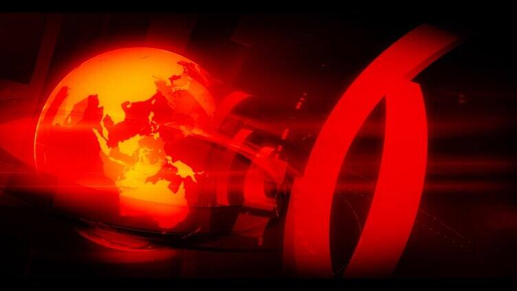 红色光晕地球旋转新闻片头背景