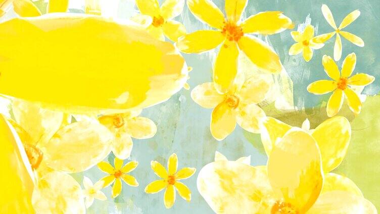 唯美黄色花朵飘舞背景