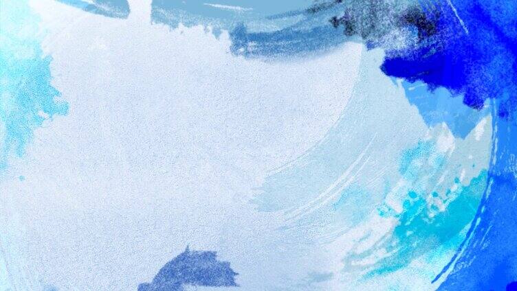 动态抽象背景 蓝色水墨画