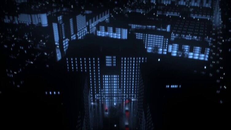 3D灯光夜景城市