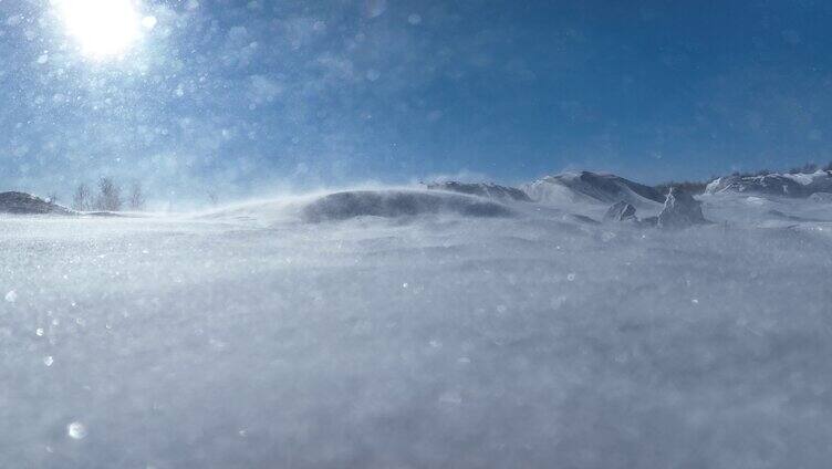 呼伦贝尔草原冬季风吹雪