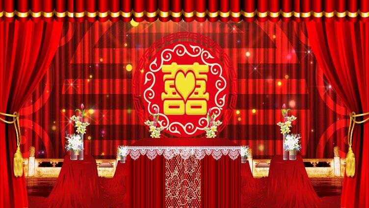 红色中式婚礼婚庆背景