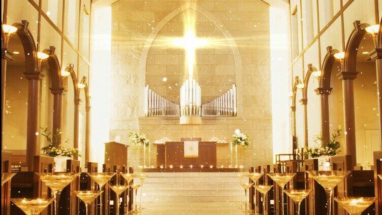 LED背景 Vj素材 金色教堂