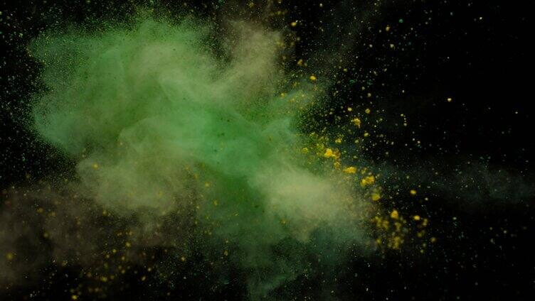 彩色粉末 爆炸飞散 黄绿