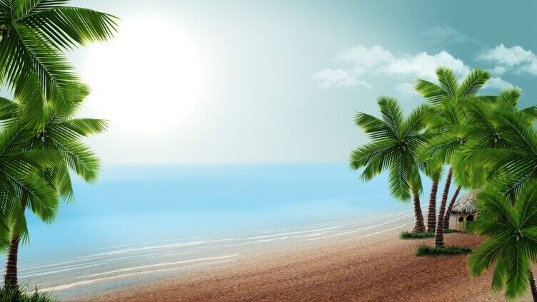 LED背景春夏秋冬四季 海滩阳光 椰子树