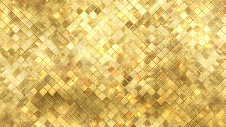 动态抽象背景 金色方块穿梭