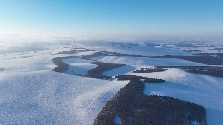 延时航拍呼伦贝尔雪域雪原