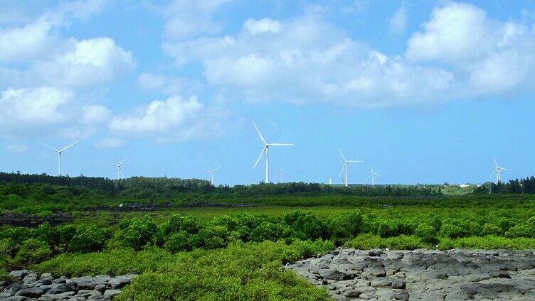海南儋州峨蔓风力发电机场视频