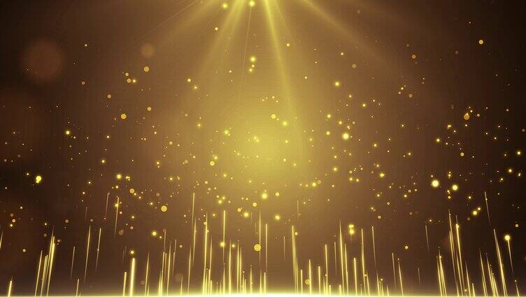 金色光亮粒子上升闪光