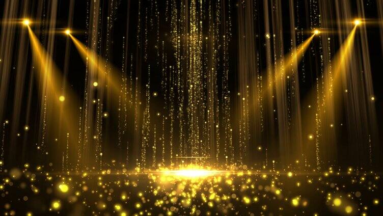 金色粒子光线照亮上升