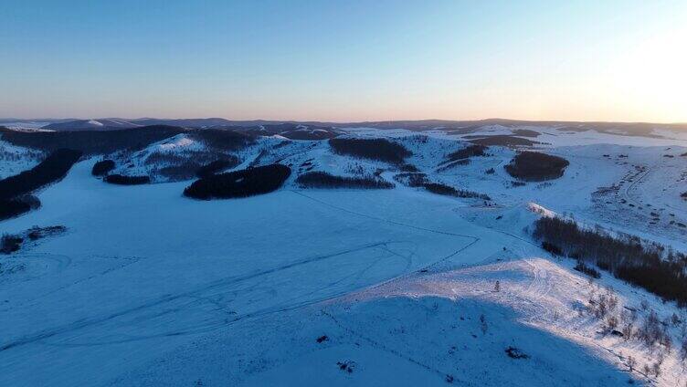 航拍内蒙古雪域雪原丘陵风光