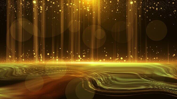 金色光亮粒子掉落照亮流动