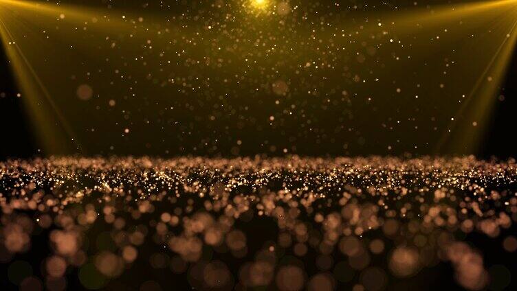 金色粒子掉落灯光照亮