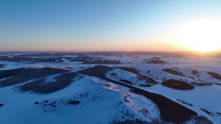 航拍内蒙古雪域雪原丘陵风光