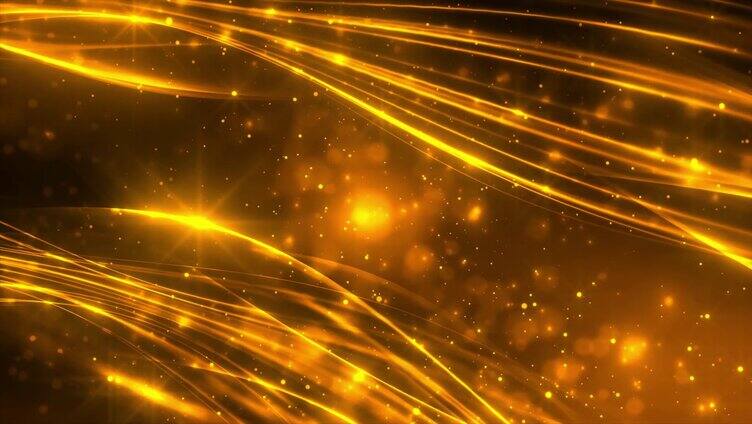 金色粒子线条浮动