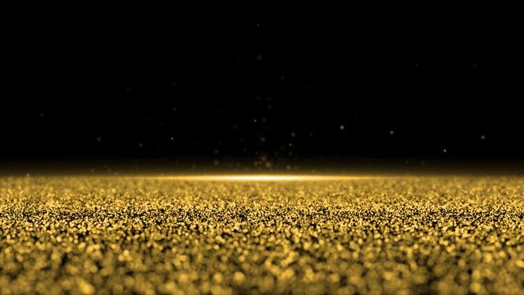 金色光亮粒子水平线分开